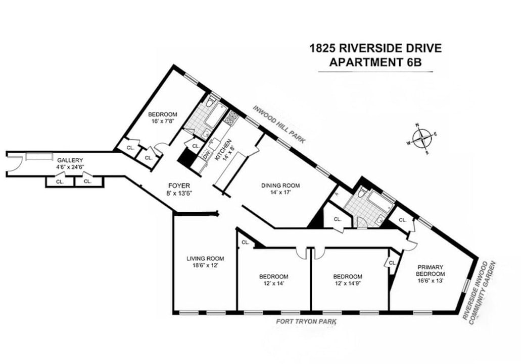 Real estate property located at 1825 RIVERSIDE #6B, New York, Inwood, New York City, NY