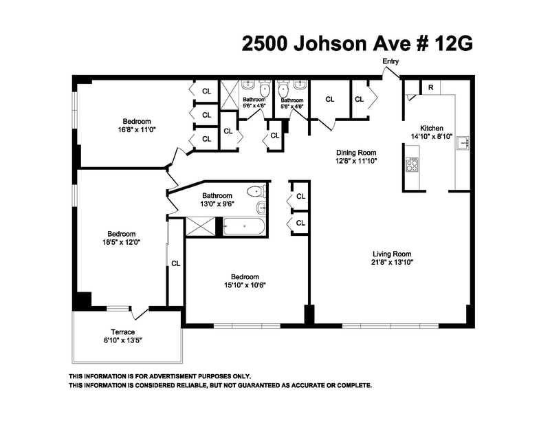 Real estate property located at 2500 Johnson #12G, Bronx, New York City, NY