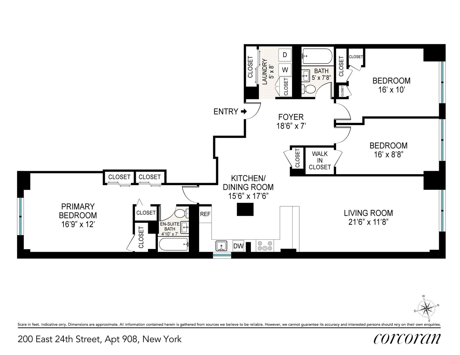 Real estate property located at 200 24th #908, New York, New York City, NY