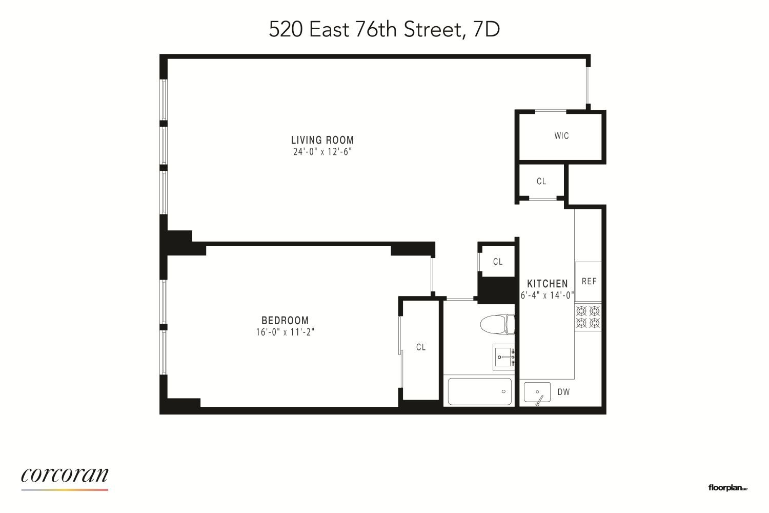 Real estate property located at 520 76th #7D, New York, New York City, NY