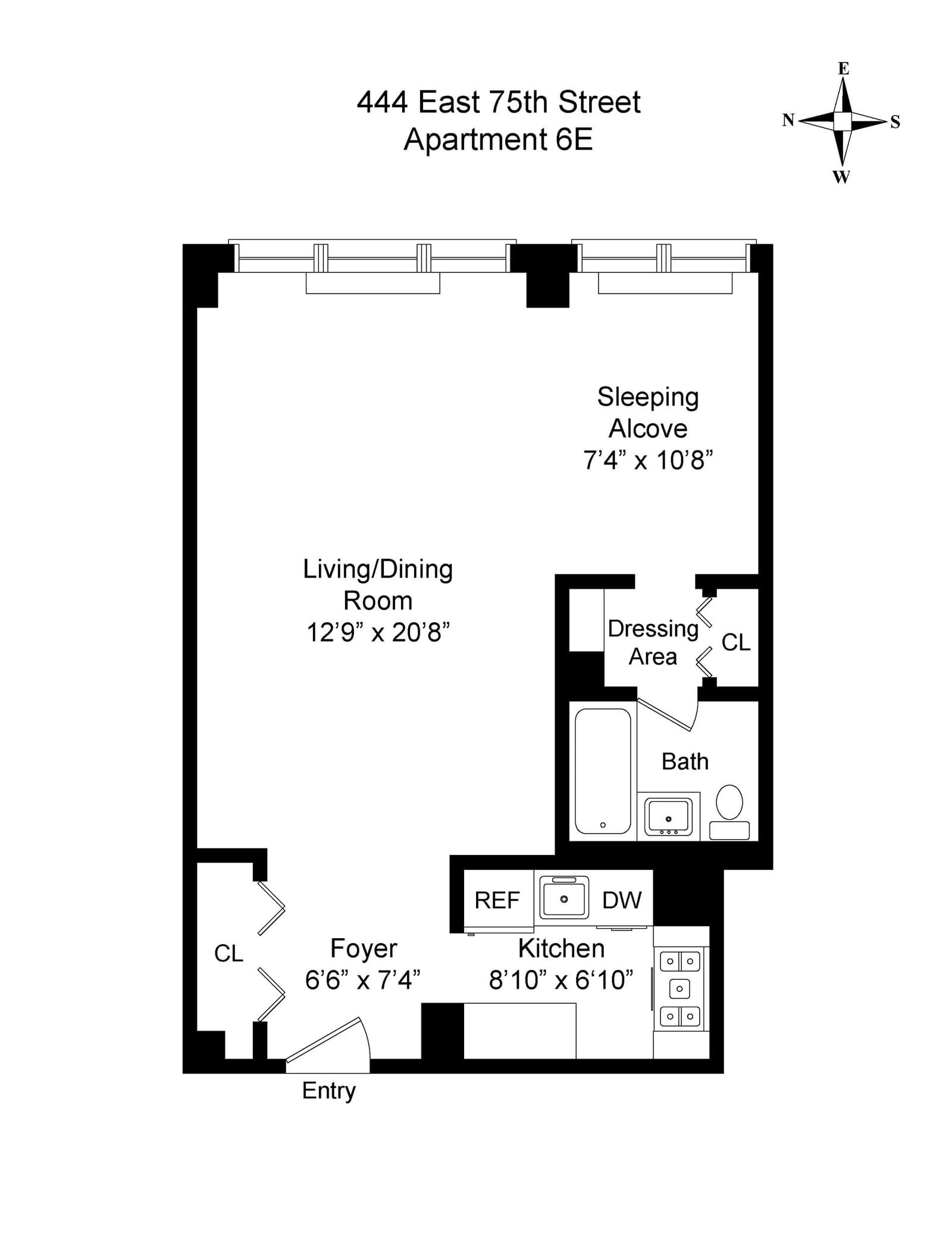 Real estate property located at 444 75TH #6E, NewYork, New York City, NY