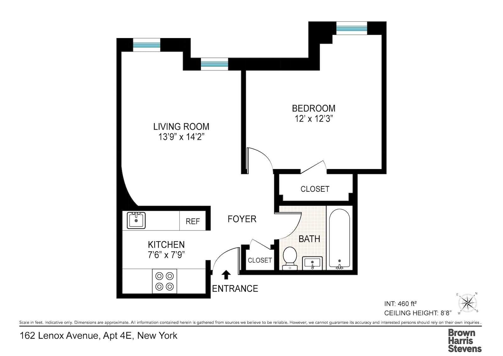 Real estate property located at 162 LENOX #4E, NewYork, South Harlem, New York City, NY