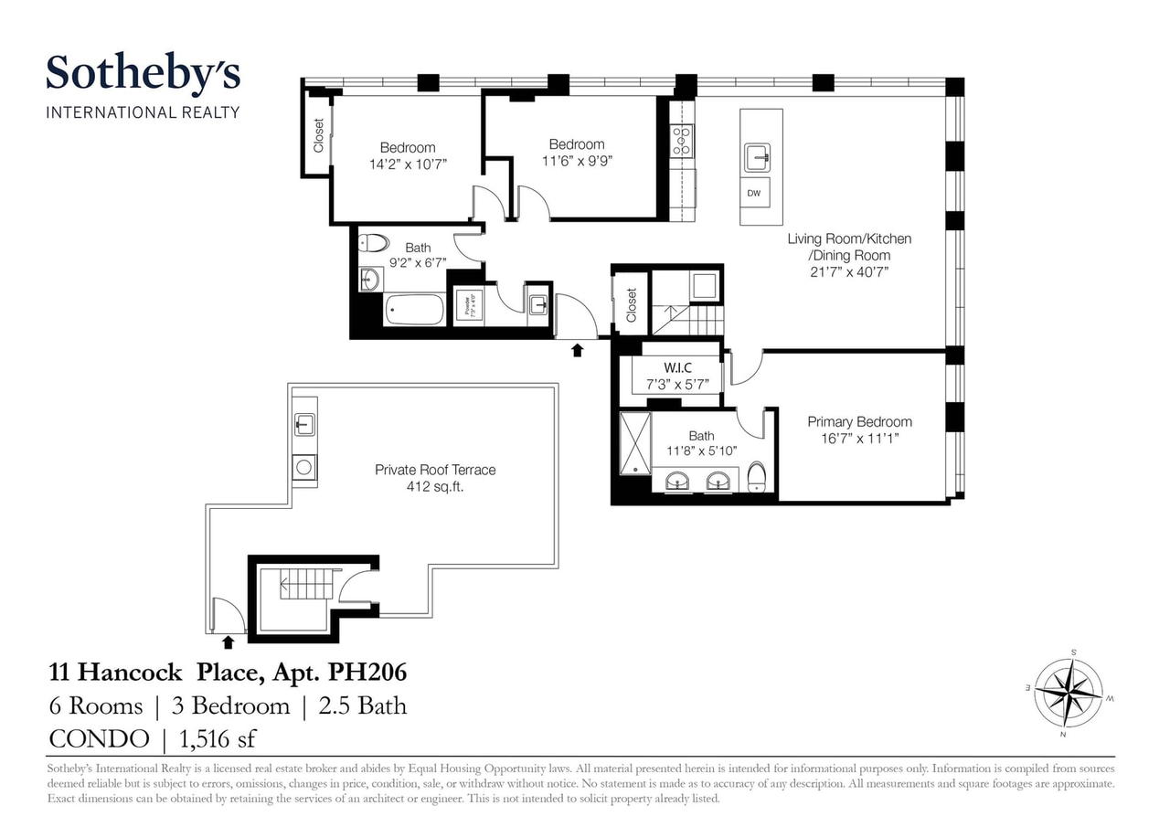Real estate property located at 11 Hancock PH206, New York, Harlem, New York City, NY, US