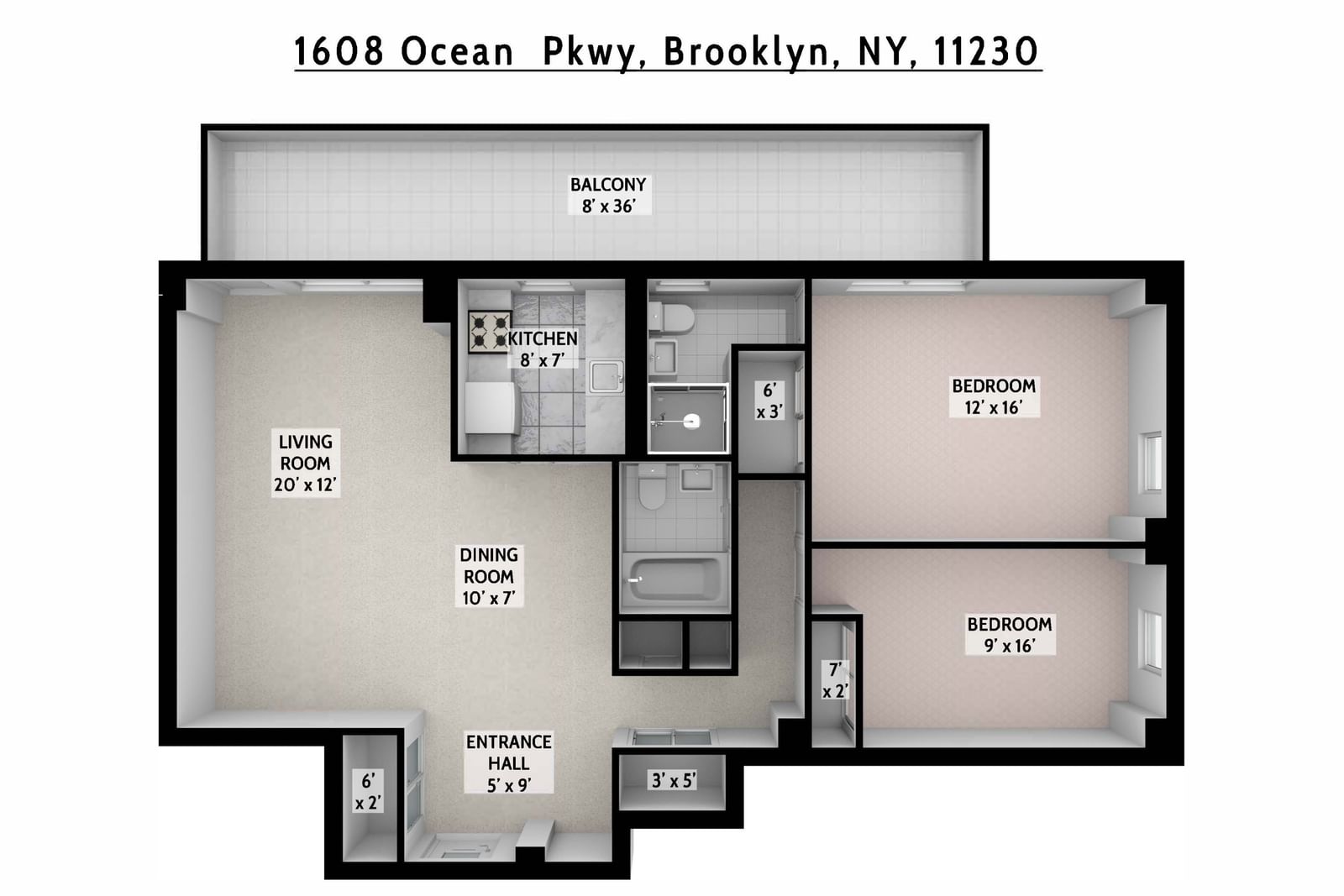 Real estate property located at 1608 Ocean #8B, Kings, Midwood, New York City, NY, US
