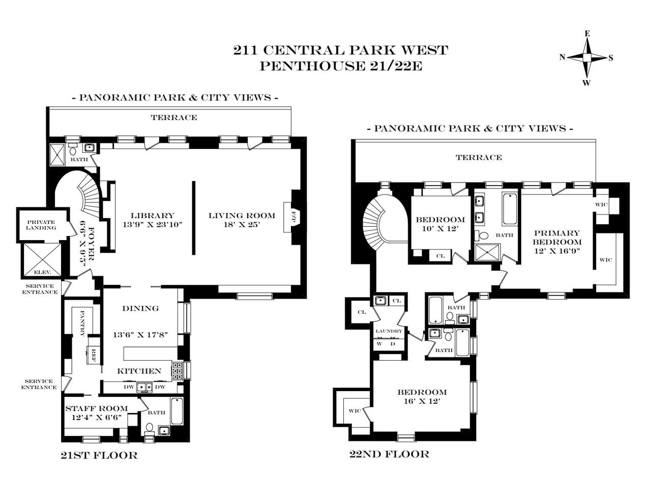 Real estate property located at 211 CENTRAL PH21/22E, New York, Upper West Side, New York City, NY, US