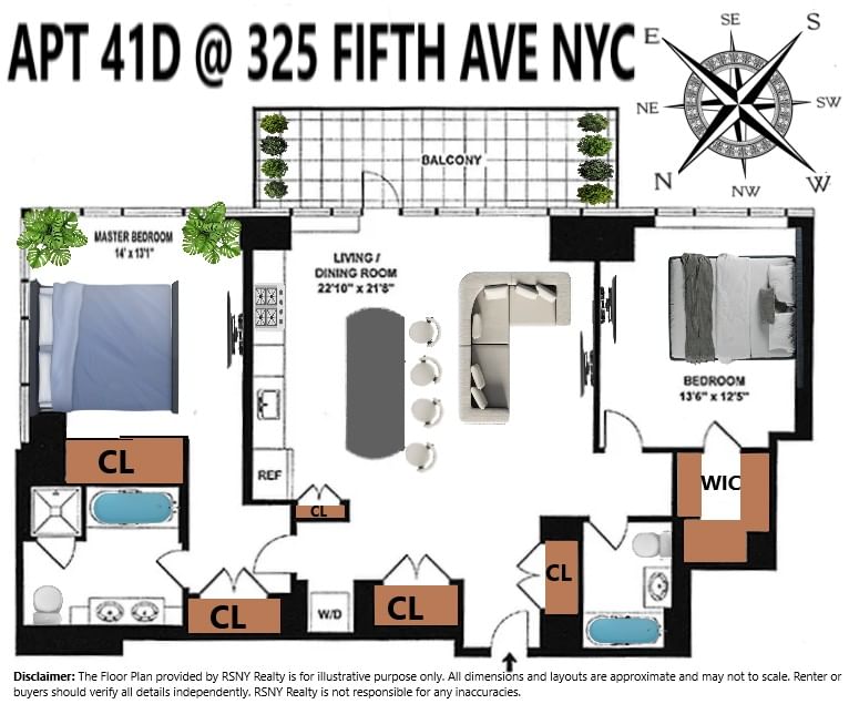 Real estate property located at 325 5TH #41D, New York, Midtown, New York City, NY, US