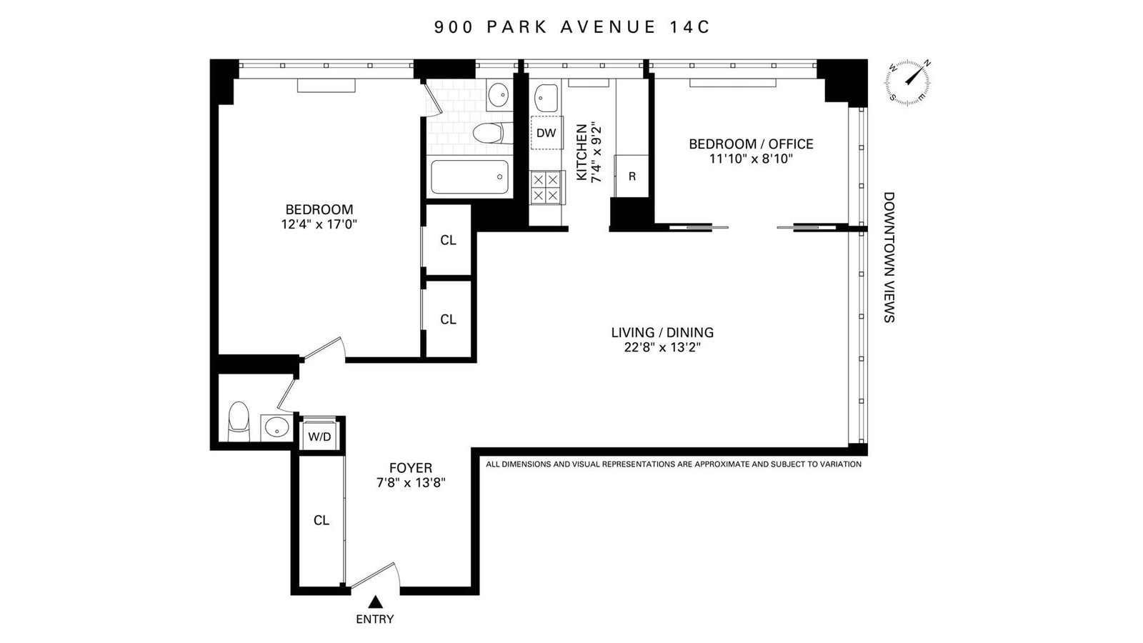 Real estate property located at 900 PARK #14C, New York, Upper East Side, New York City, NY, US