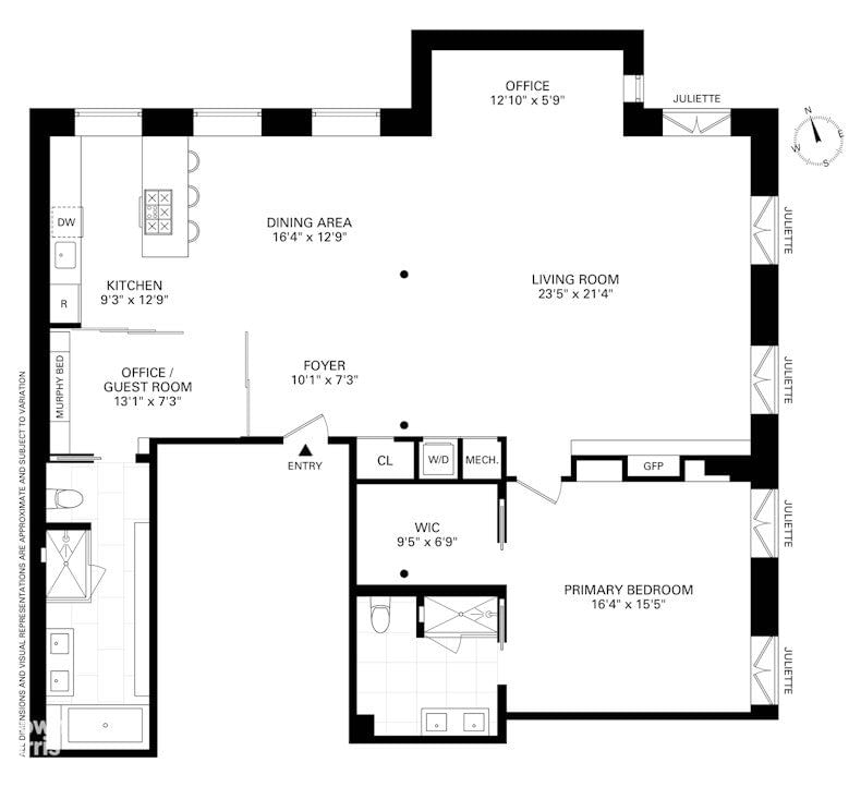 Real estate property located at 374 BROOME #4NORTH, New York, Nolita, New York City, NY, US