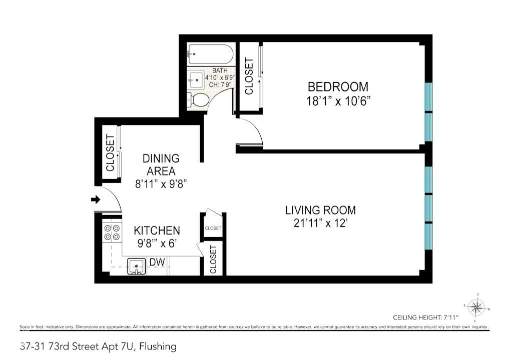 Real estate property located at 37-31 73RD #7U, Queens, Jackson Heights, New York City, NY, US